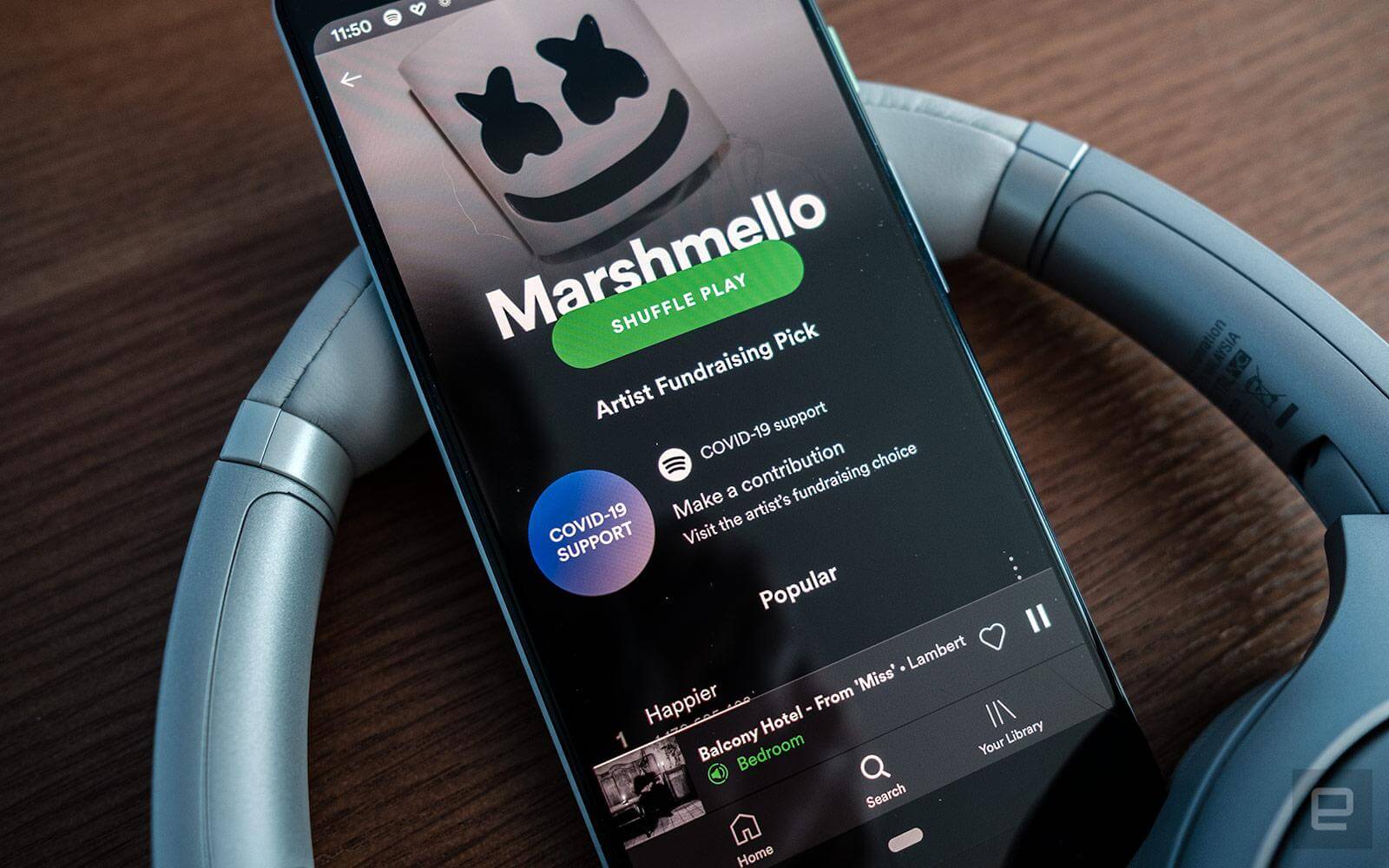 Tampilan profil Marshmello dengan fitur Artist Fundraising Pick baru dari Spotify